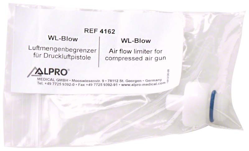 Luftmengenbegrenzer WL-Blow in transparenter Verpackung mit Beschriftung.