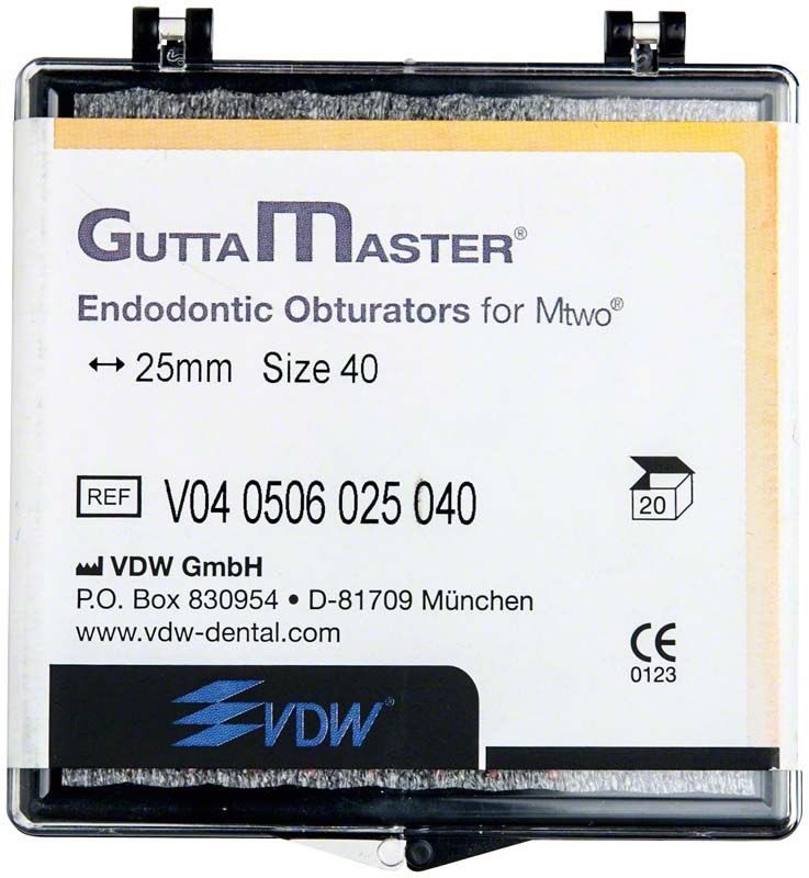 GuttaMaster Obturatoren ISO040 Verpackung mit 20 Stück, Größe 25mm.