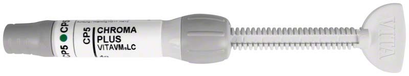 VITA VM® LC chroma plus CP5 Spritze mit grauem Griff und Dosiersystem.