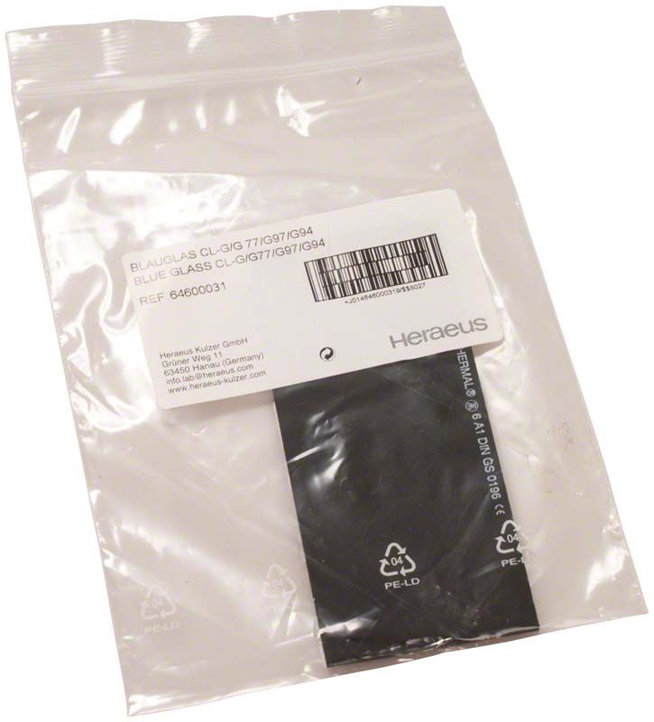 Blauglas für Gießgeräte CL-G/G77/G97/G94 in transparenter Verpackung.
