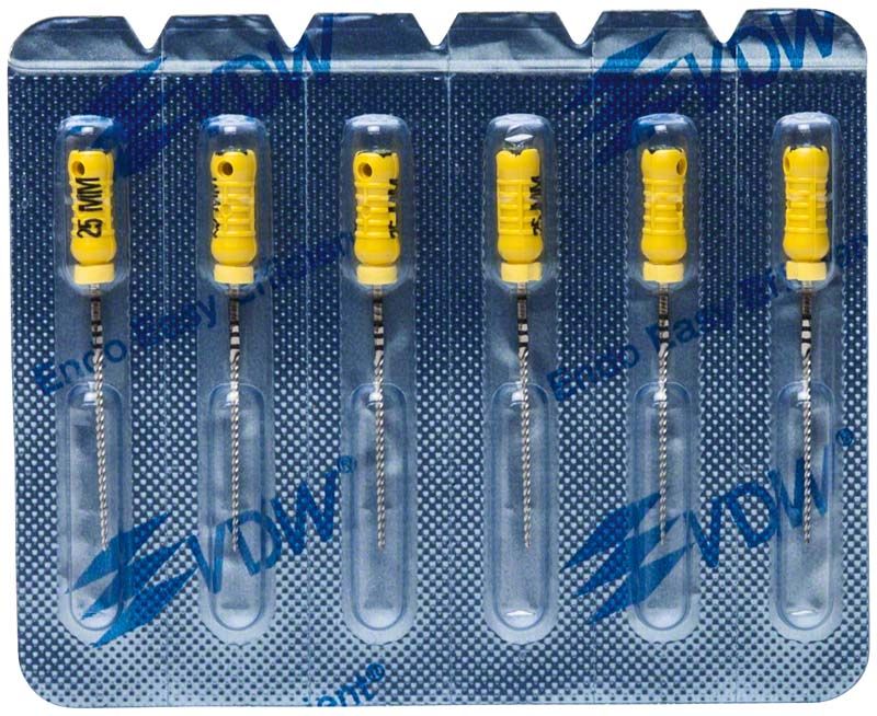 K-Feilen 25mm Gr. 050 in Blisterverpackung mit gelben Griffen.