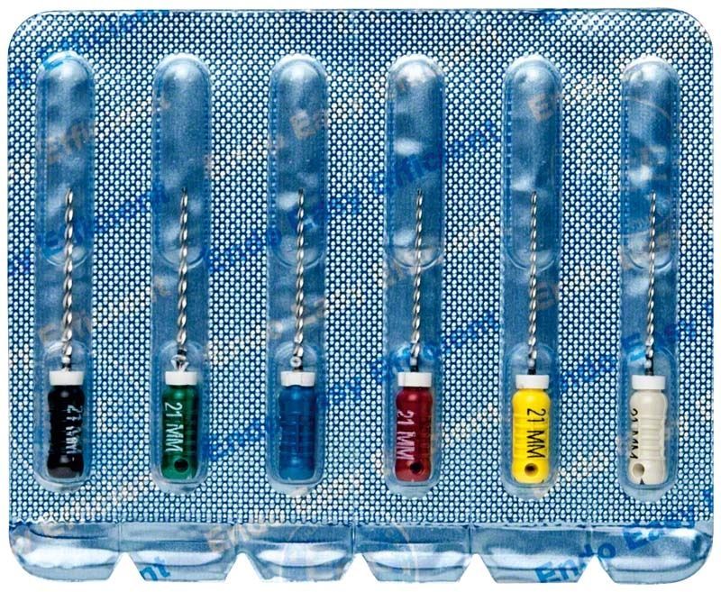 Zahnarzt-Bohrer-Set, 21mm, verschiedene Farben in Blisterverpackung.