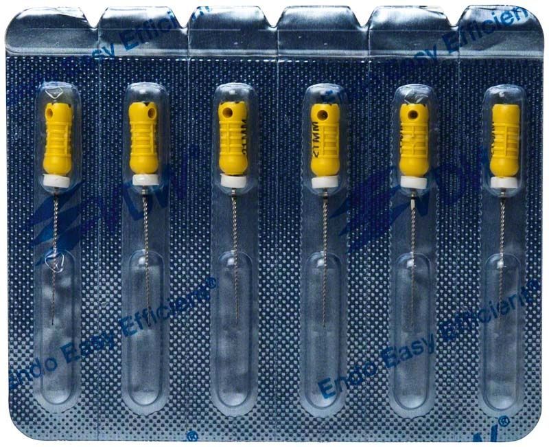 K-Feilen 21mm Gr. 020 in Blisterverpackung mit gelben Griffen.