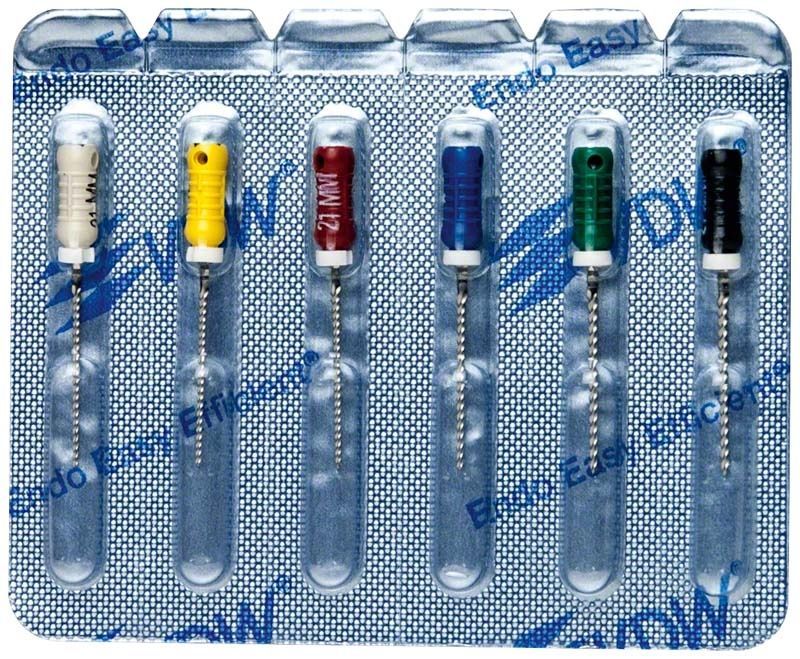 K-Feilen 21mm Gr. 045-080 in Blisterpackung, bunte Griffe sichtbar.