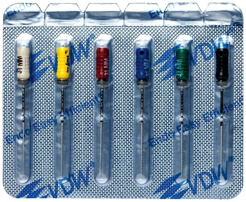 Sterile VDW Hedström Feilen in farbcodierter Verpackung