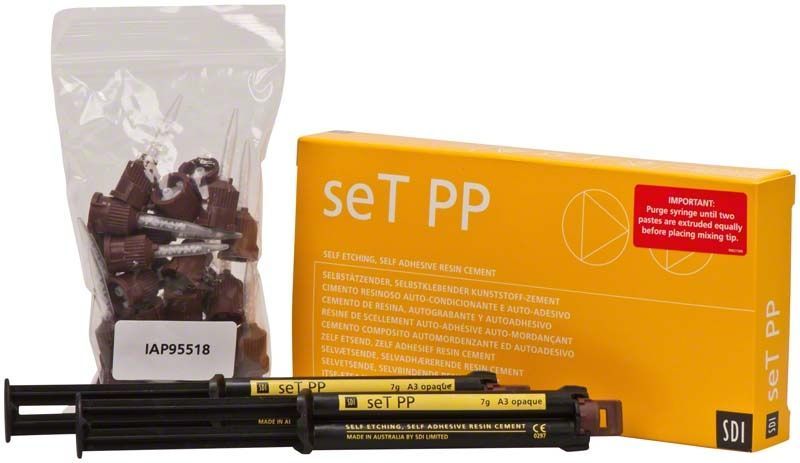 SeT PP Kunststoffzement mit Verpackung und Applikationsspritzen.