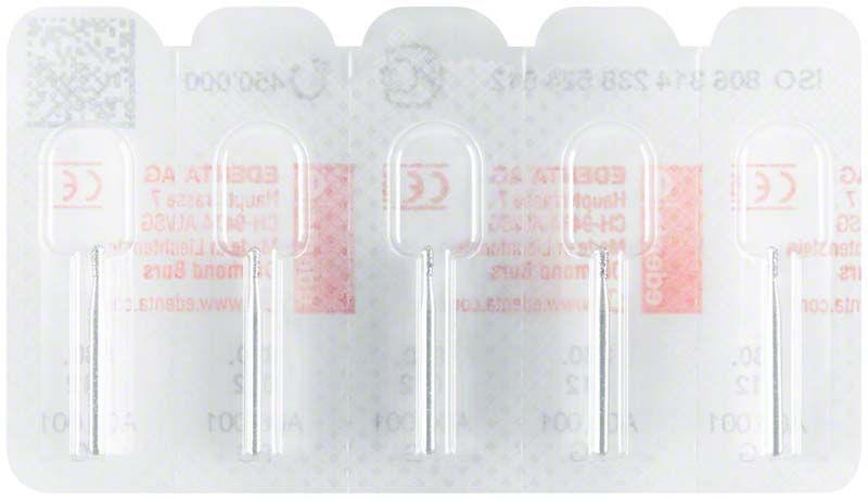 Verpackung von Diamant FG 830 012 Dentalbohrer mit vier Einheiten.