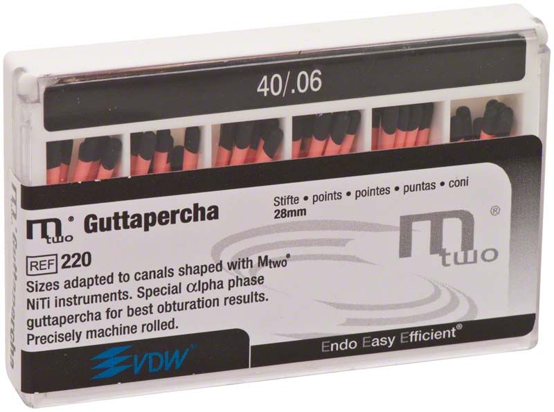Mtwo Guttapercha Gr. 40/.06 schwarz in Verpackung, passend zu Mtwo Feilen.