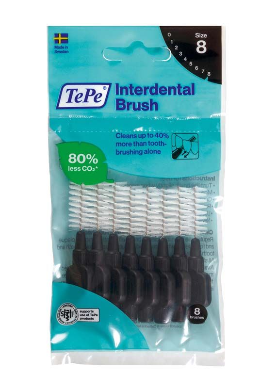 Interdentalbürsten Original, Größe 8, in Verpackung mit schwedischem Logo.
