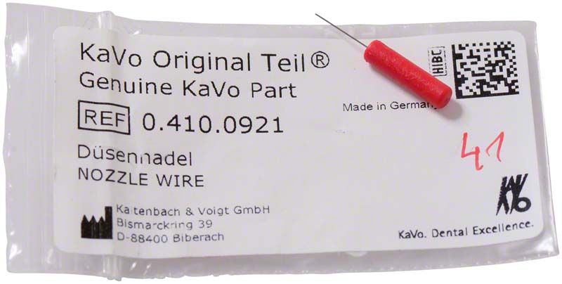 Düsennadel 0,25mm in Originalverpackung mit rotem Griff.