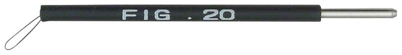 Elektrode Stück Fig. 20 mit schwarzem Griff und Drahtöse.