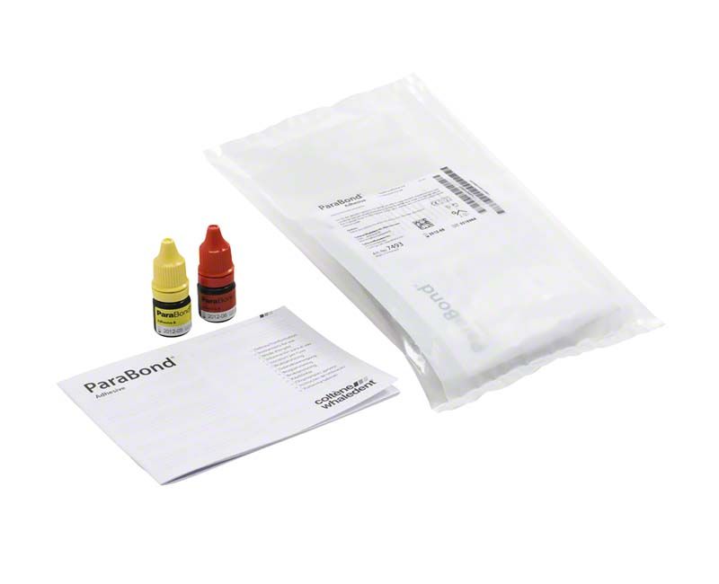 ParaBond Adhesive A+B Refill mit Flaschen und Verpackung auf weißem Hintergrund.