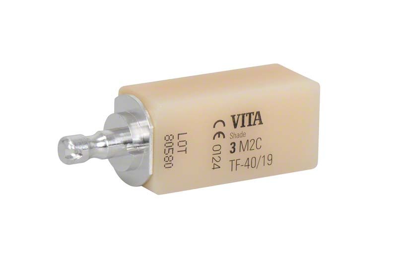 VITABLOCS® TriLuxe forte Zahnblock TF-40/19 in Beige mit Gravur.