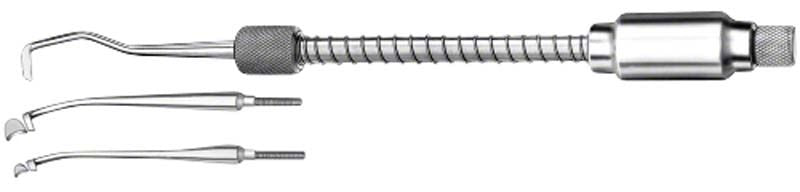 Kronenentferner Miller mit drei austauschbaren Ansätzen für Zahnmedizin.