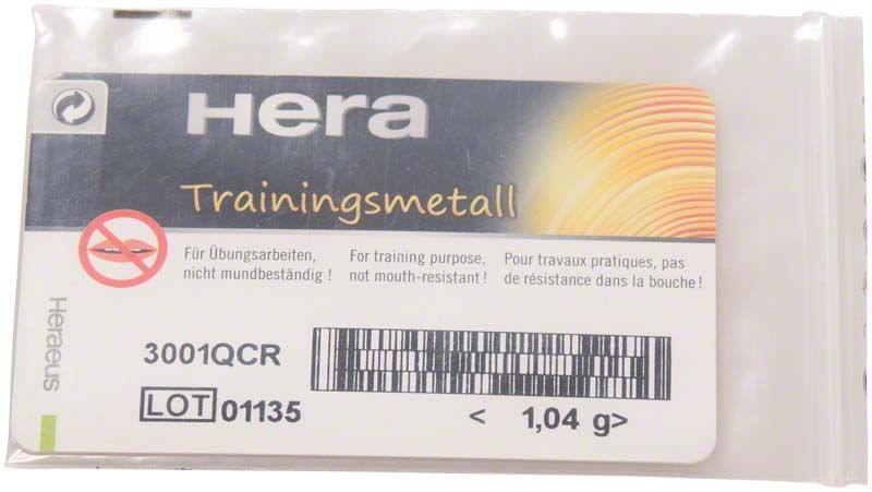 Trainingsmetall Gussplättchen à 1g in transparenter Verpackung mit Etikett.