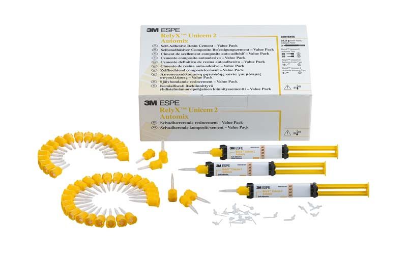 Selbstadhäsiver Composite-Befestigungszement RelyX™ Unicem 2 Automix mit Zubehör.