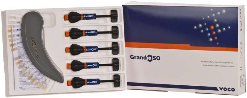 GrandioSO Spritzen Set mit Farbskala und Verpackung von VOCO.
