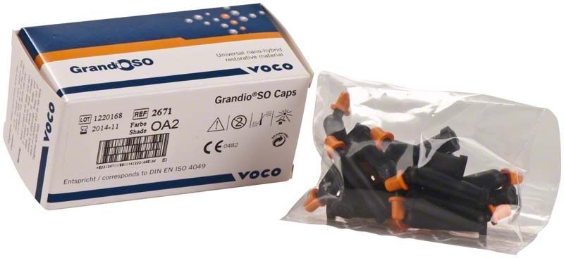GrandioSO Caps OA2 in Verpackung mit Beuteln voller Kapseln.