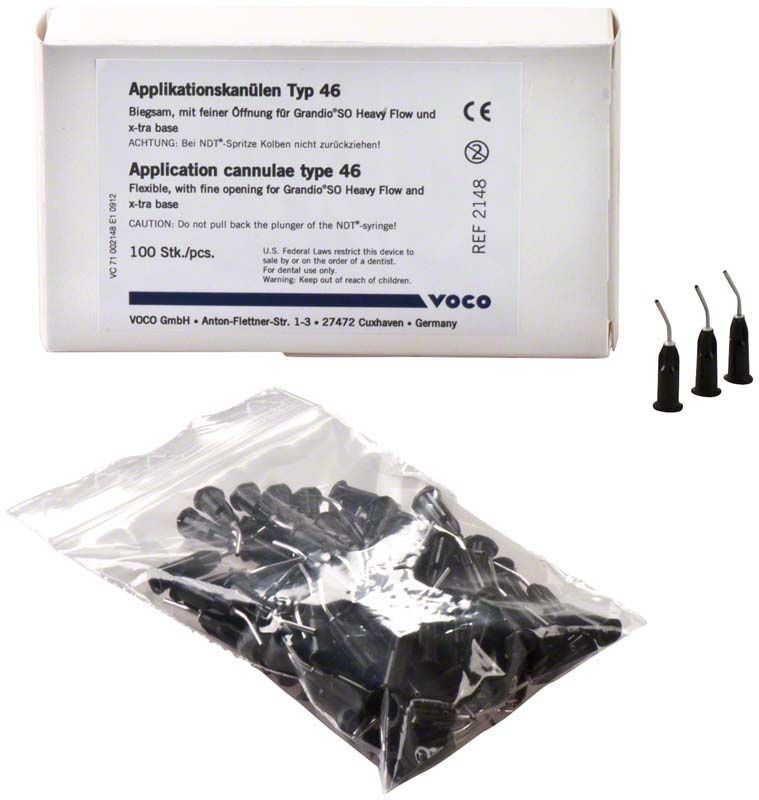 Applikationskanülen Typ 46 von Voco, Packung mit 100 Stück.