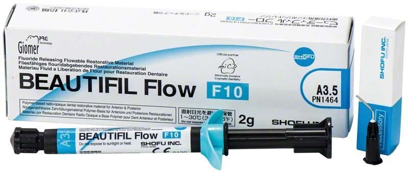 Beautifil Flow Spritze F10 A3,5 mit Verpackung von Shofu Dental.
