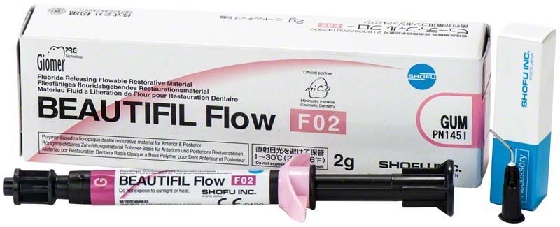 Beautifil Flow F02 Spritze mit Verpackung von Shofu Dental.