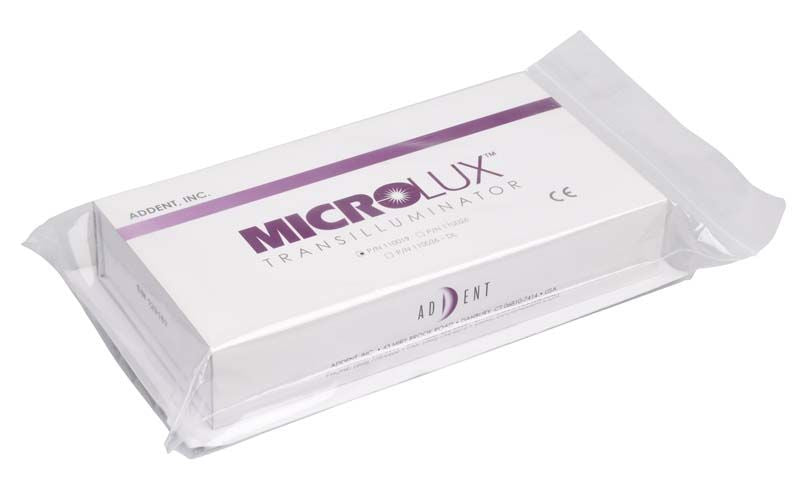 Verpackung des Microlux Transilluminators von Sigma Dental Systems in Schutzfolie.