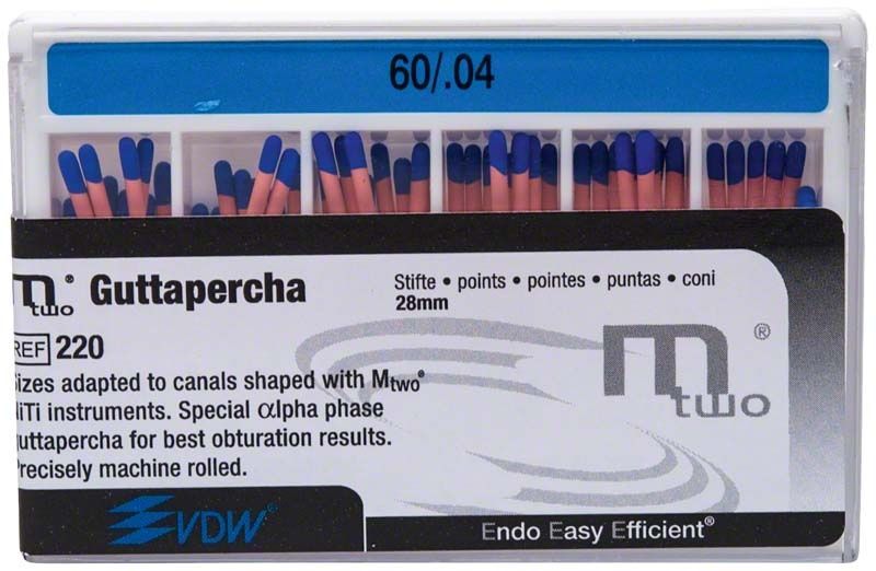 Mtwo Guttapercha Gr. 60/.04 blau in Verpackung mit Sichtfenster.