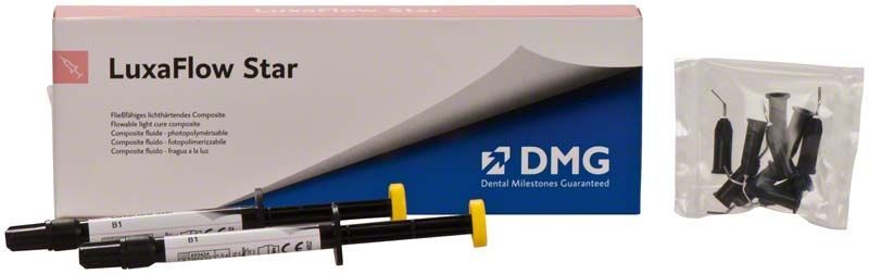 Luxaflow Star Spritze B1 von DMG mit Verpackung und Zubehör.