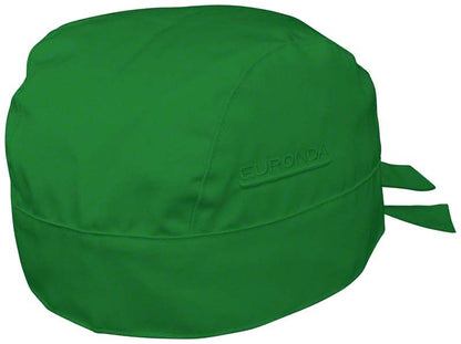 Dunkelgrüne Monoart Bandana Kopfhaube mit gesticktem EURONDA-Logo.