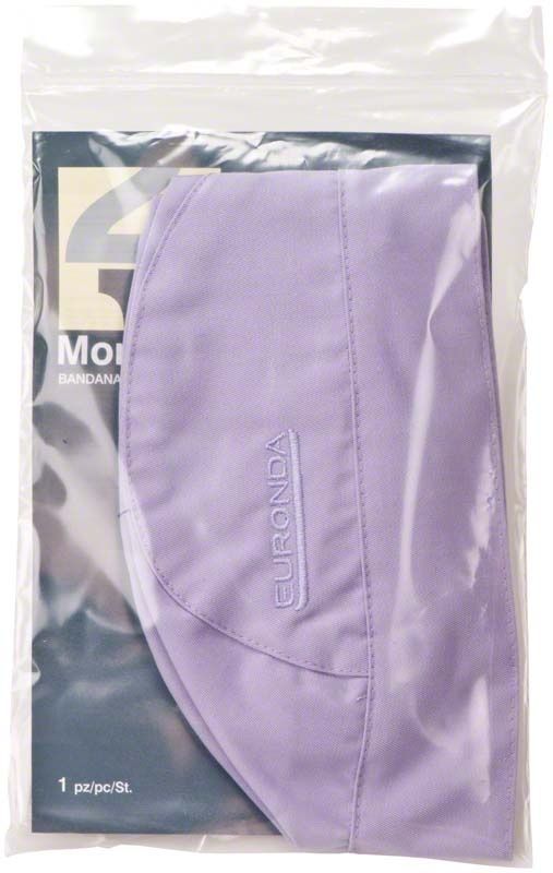Monoart Bandana Kopfhaube lila in Verpackung mit Markenaufdruck.