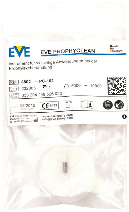 EVE PROPHYCLEAN® Polierer in Originalverpackung mit Produktinformationen auf der Vorderseite.
