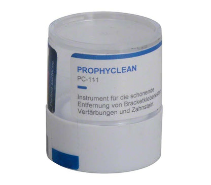 Prophylaxe-Polierer-Verpackung EVE PROPHYCLEAN® PC111 mit Produktbeschreibung in Deutsch.