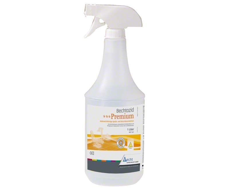 Bechtozid Premium Citrus 1 Liter Sprühflasche mit Etikett und Desinfektionshinweisen.