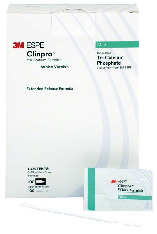 Clinpro™ White Varnish mit TCP, 100 Einzeldosen Minze, Verpackung.