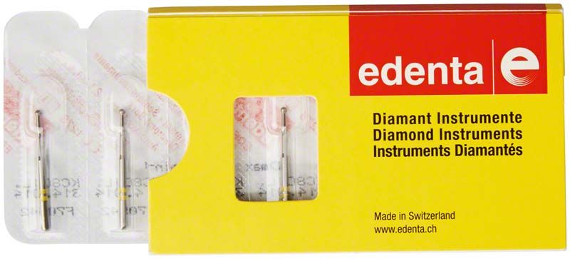 Verpackung von K-Diamant FG 801LC 014 mit zwei Diamantinstrumenten.