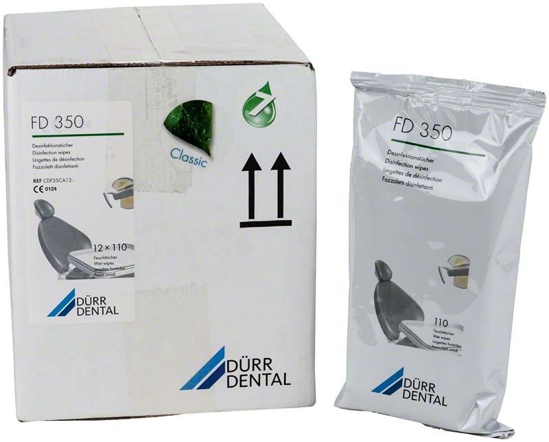 FD 350 classic Nachfüllbeutel und Verpackung mit Cidwipes eco Desinfektionstüchern.