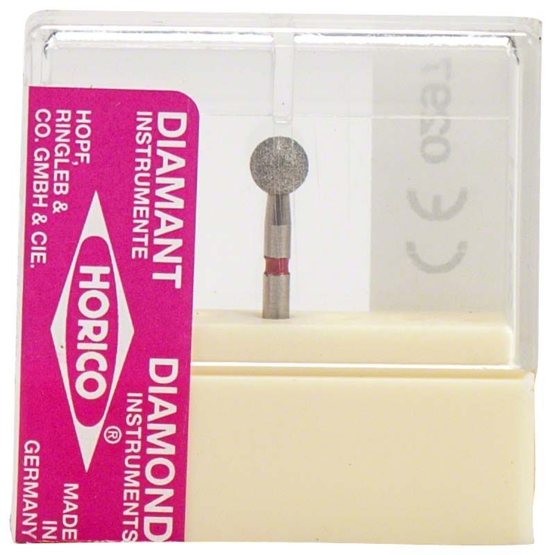 Diamantschleifer Diamant FG 001C 033 in Kunststoffverpackung mit rotem Ring.