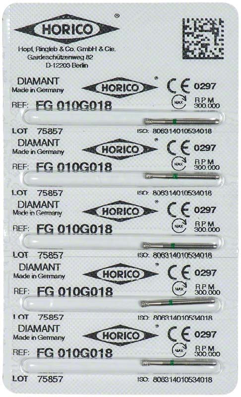 Verpackung von Diamant FG 010G 018 mit mehreren Etiketten.
