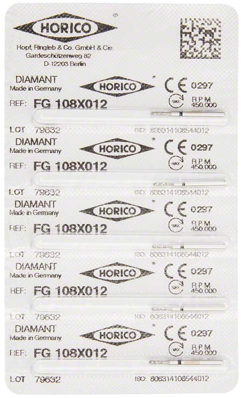 Verpackung der Diamant FG 108X 012 mit CE-Kennzeichnung und Chargennummer.