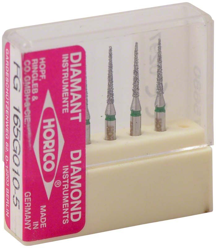 Diamantbohrer FG 165G 010 in transparenter Kunststoffverpackung.