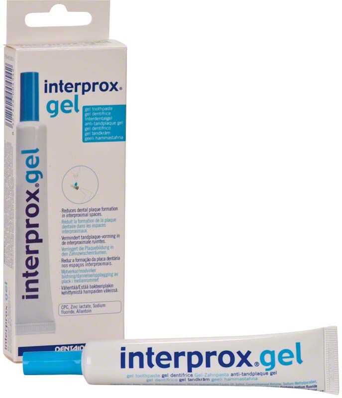 interprox® Gel 20ml Tube und Verpackung für Zahnzwischenraumpflege