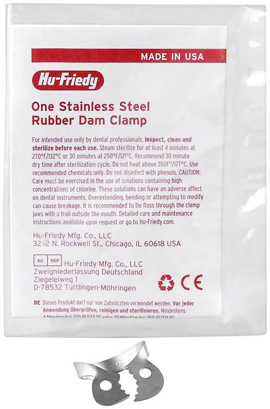 Kofferdam-Klammer aus Satin-Stahl von Hu-Friedy, Modell RDCMW12A.