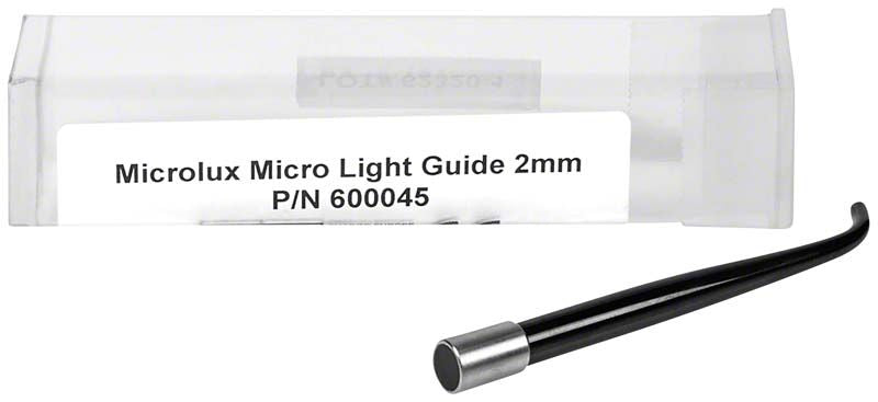 Microlux Lichtleiter Standard Ø 2mm mit Verpackung im Hintergrund