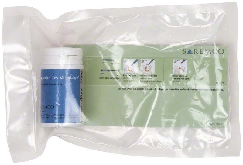 Verpackung der els extra low shrinkage® 20x0,37g Tips mit Produktabbildung.