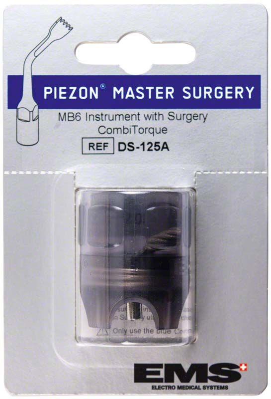 EMS Swiss Instruments Surgery MB6 auf Blisterverpackung mit CombiTorque-Referenz.