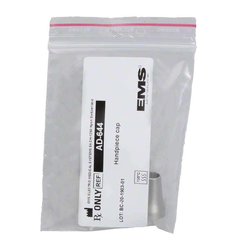 Handstückkappe PIEZON® Master 700 in transparenter Verpackung mit Etikett.