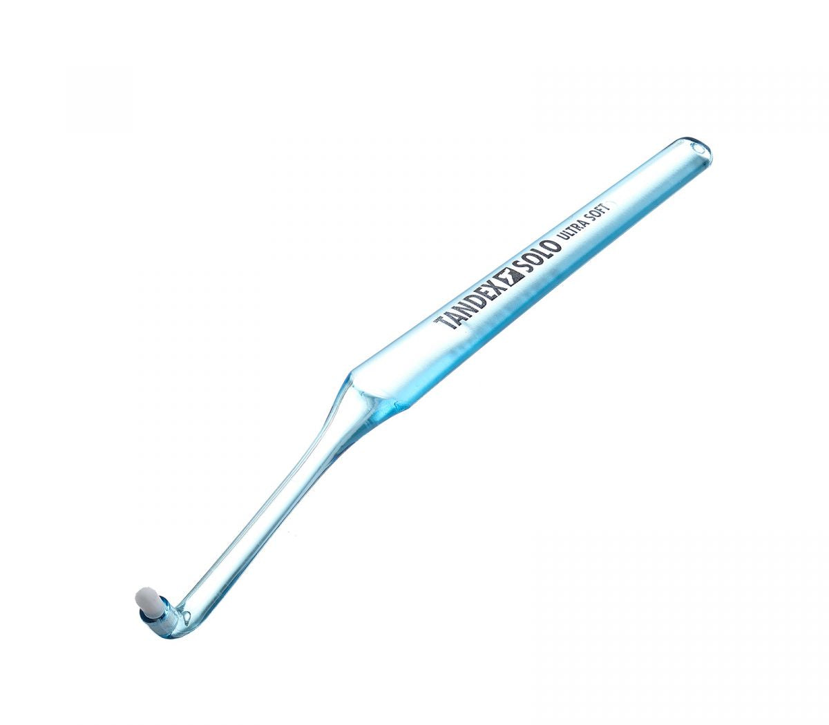 Tandex Zahnbürste Solo ultra soft mit blauem Griff und Einbüschelkopf.