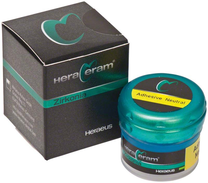 HeraCeram® Zirkonia Zr-Adhesive Dose und Verpackung in Schwarz und Blau.