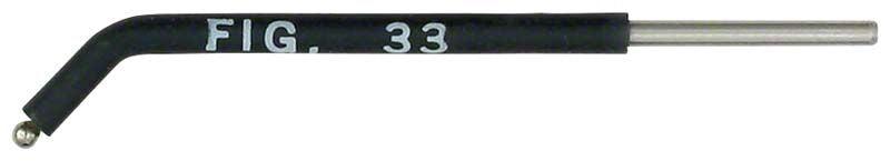 Elektrode Stück Fig. 33 mit gebogenem Ende und Metallspitze.
