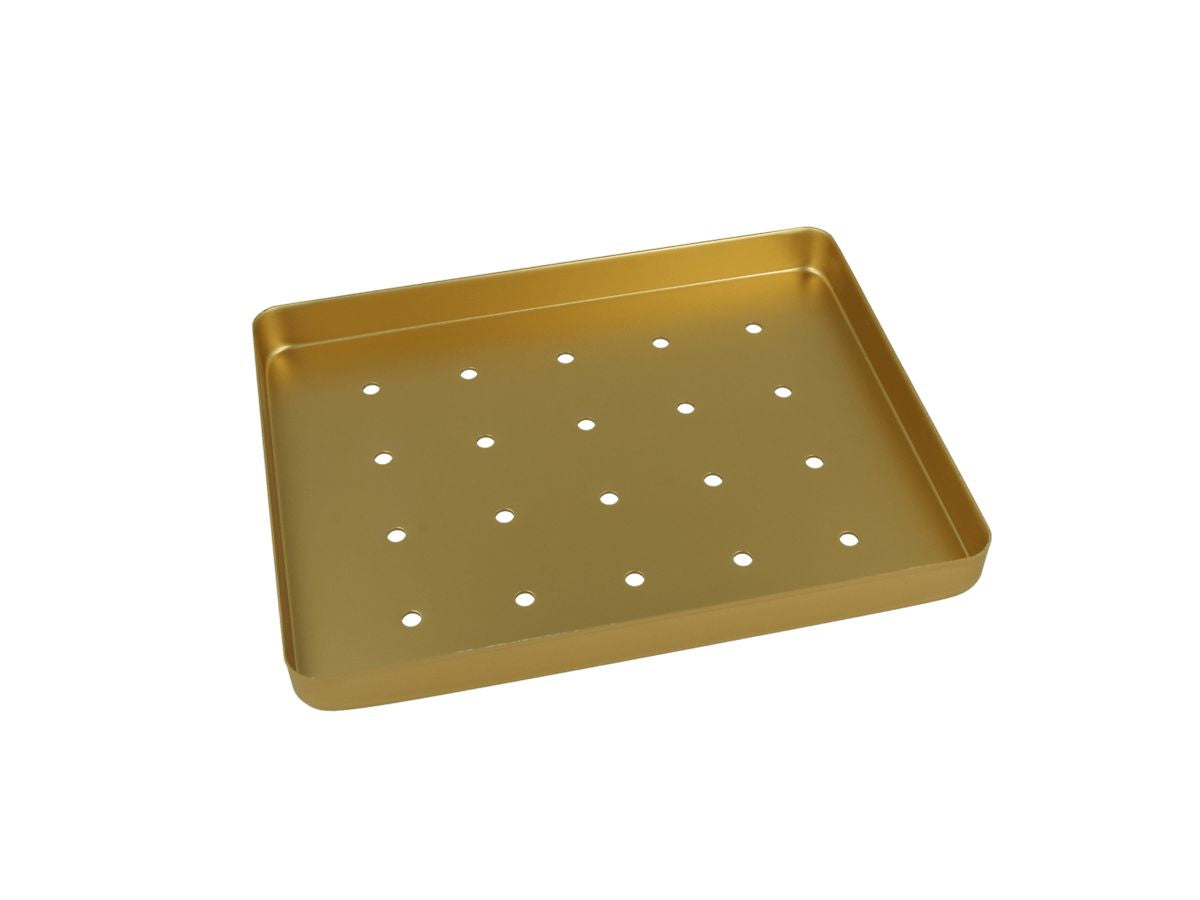 Goldene, gelochte Aluminium-Minitray von EUROTRAY.